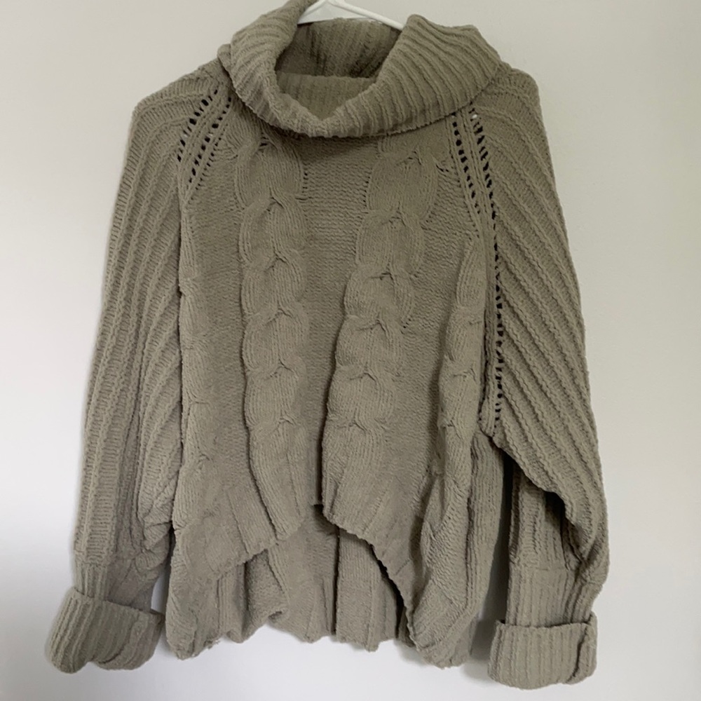 Cable knit turtleneck sweater